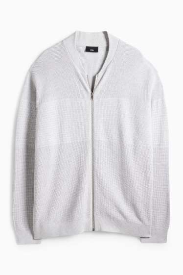 Hommes - Gilet de maille - côtelé - texturé - gris clair