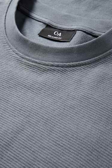 Bărbați - Tricou cu mânecă lungă - relaxed fit - reiat - gri închis