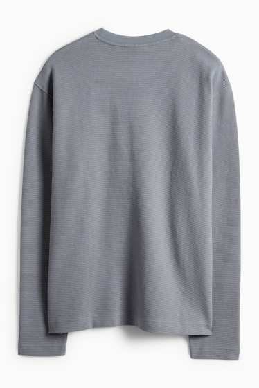 Bărbați - Tricou cu mânecă lungă - relaxed fit - reiat - gri închis