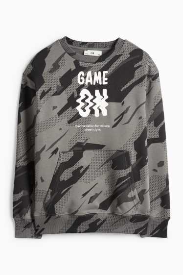 Děti - chlapci - Mikina - se vzorem - šedá/černá