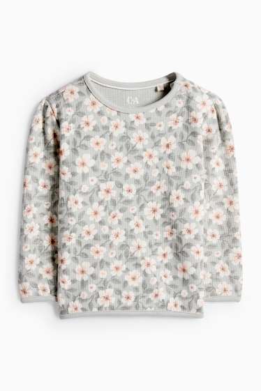 Baby Mädchen - Blümchen - Baby-Sweatshirt - strukturiert - mintgrün