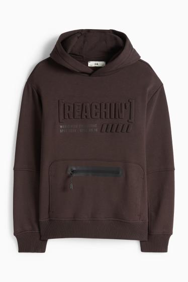 Děti - chlapci - Mikina s kapucí - tmavohnědá