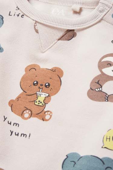 Baby Jungen - Bärchen, Koala und Faultier - Baby-Sweatshirt - hellbeige