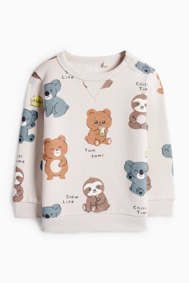 Baby Jungen - Bärchen, Koala und Faultier - Baby-Sweatshirt - hellbeige
