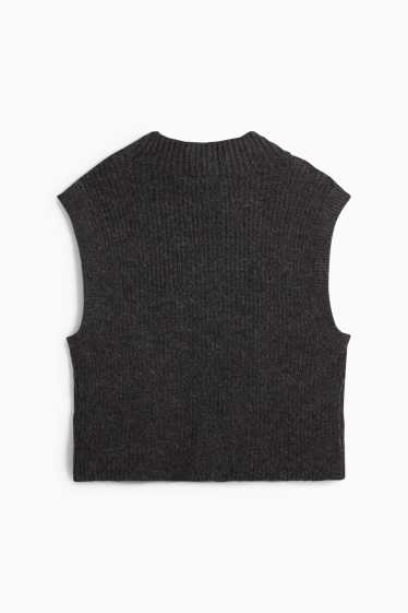 Femei - Vestă pulover - negru melanj