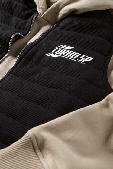Kinderen: jongens - Set - hoodie en bodywarmer - 2-delig - zwart / beige