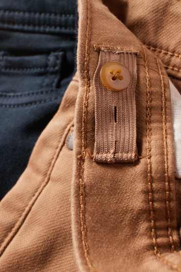 Kinderen: jongens - Set van 2 - thermobroek - blauw / beige