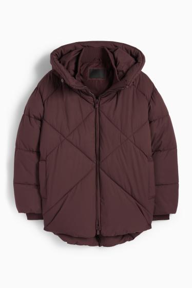 Damen - Steppjacke mit Kapuze - wasserabweisend - bordeaux