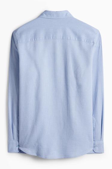 Men - Shirt - regular fit - kent collar - textured - light blue