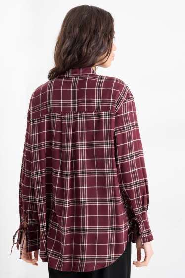 Damen - Bluse - kariert - bordeaux