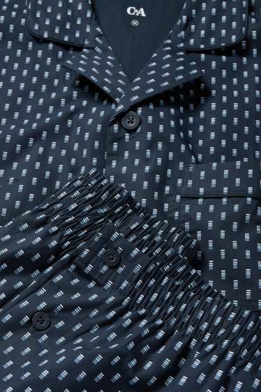 Herren - Pyjama - Minimal-Print - dunkelblau