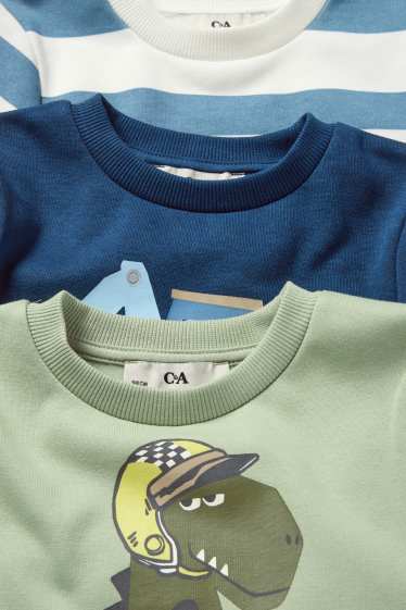 Kinder Jungen - Multipack 3er - Dino und Bagger - Sweatshirt - hellgrün