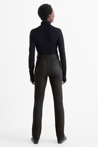 Femmes - Pantalon de toile - high waist - straight fit - noir