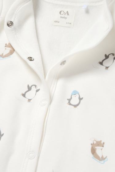 Neonati - Pinguino, orsetto e leprotto - pigiama per neonati - bianco crema