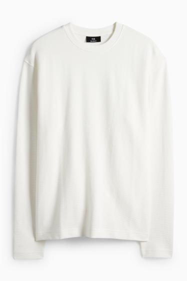 Heren - Longsleeve - relaxed fit - ribstof - wit