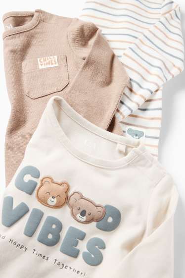 Baby Boys - Multipack of 3 - teddy bear and koala - baby long sleeve top - cremewhite