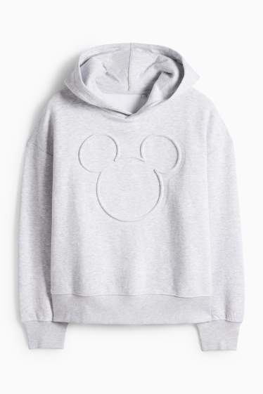 Dames - Hoodie - Mickey Mouse - licht grijs-mix