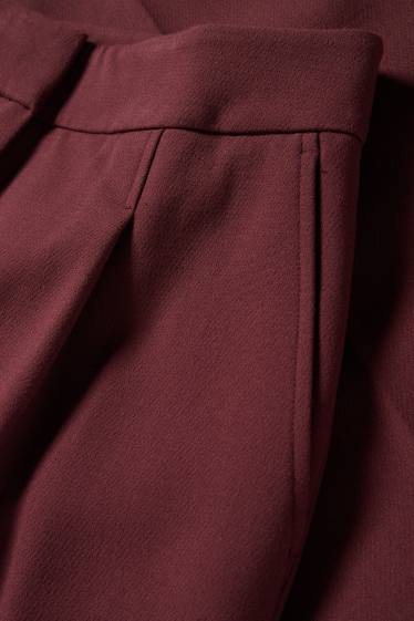 Women - Business trousers - high waist - wide leg - bordeaux