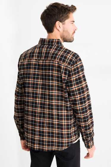 Herren - Hemd - Relaxed Fit - Kent - kariert - schwarz