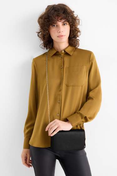 Damen - Umhängetasche mit abnehmbarem Taschengurt - Lederimitat - schwarz