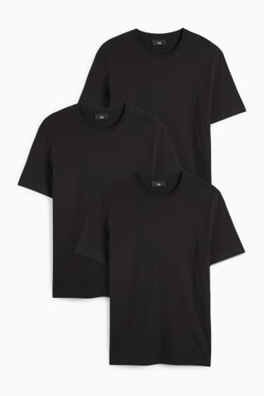 Herren - Multipack 3er - T-Shirt - Regular Fit - schwarz