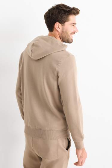 Heren - Sweatvest met capuchon - taupe