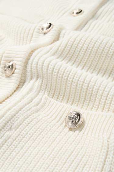 Damen - Strickjacke - gerippt - cremefarben