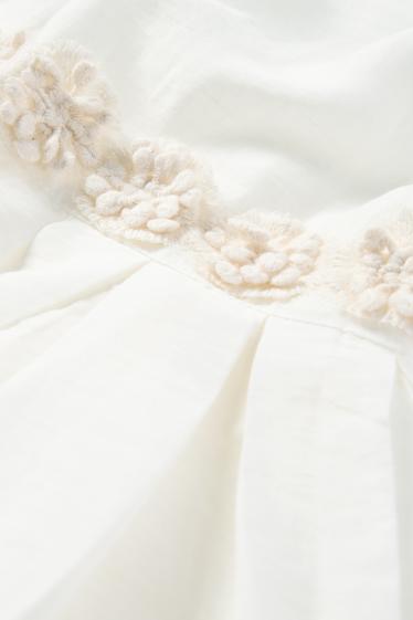 Enfants filles - Fleurs - robe - festive - blanc