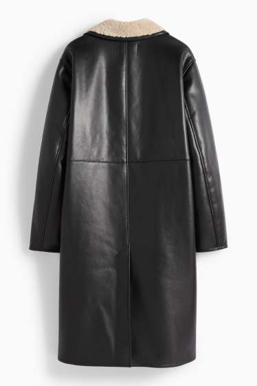 Femmes - Manteau imitation mouton - synthétique - noir