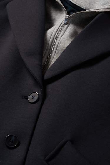 Femei - Palton cu glugă - albastru închis