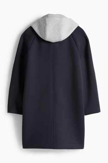 Femei - Palton cu glugă - albastru închis