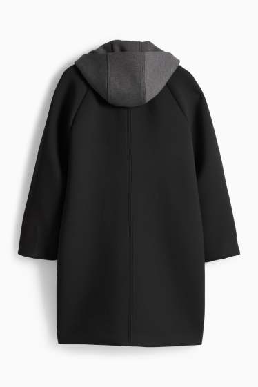 Damen - Mantel mit Kapuze - schwarz