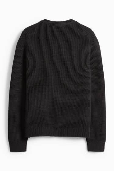 Damen - Strickjacke - gerippt - schwarz