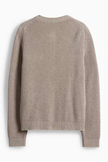 Dámské - Pletený kardigan - žebrovaný - taupe