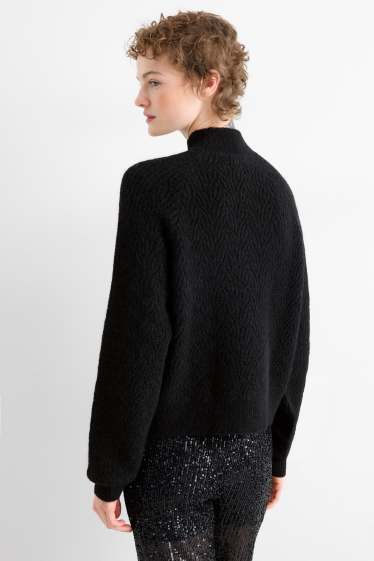 Dames - Trui - kabelpatroon - zwart