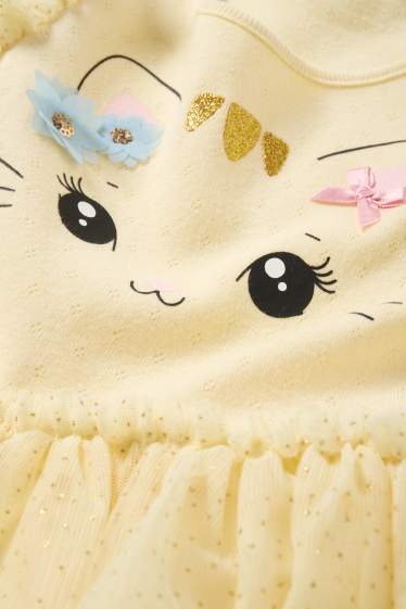 Enfants filles - Chat - robe - jaune