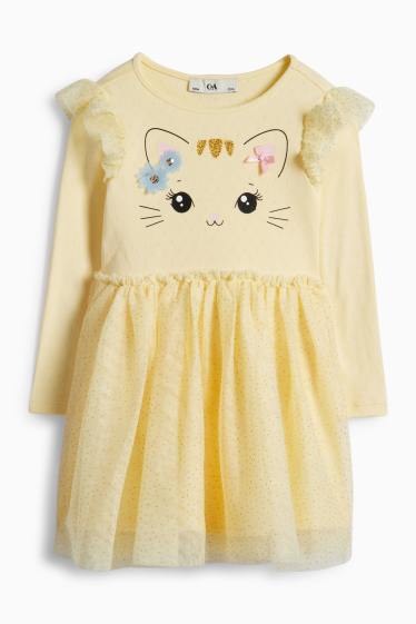 Enfants filles - Chat - robe - jaune