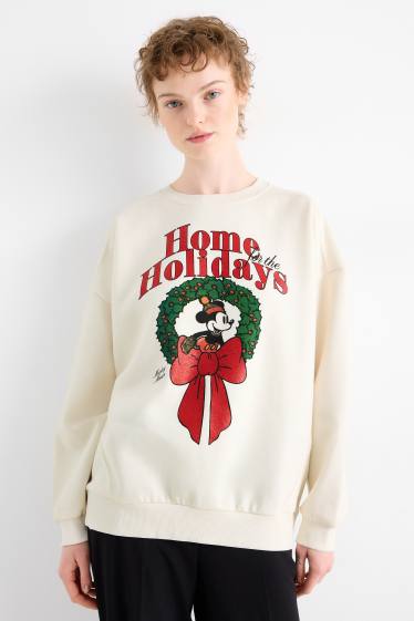 Mujer - Sudadera navideña - Mickey Mouse - blanco roto