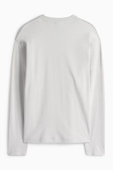 Pánské - Tričko s dlouhým rukávem - relaxed fit - světle šedá
