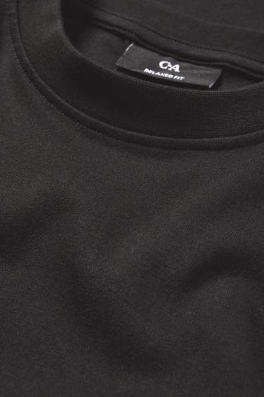 Pánské - Tričko s dlouhým rukávem - relaxed fit - černá