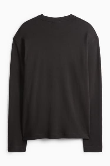 Pánské - Tričko s dlouhým rukávem - relaxed fit - černá