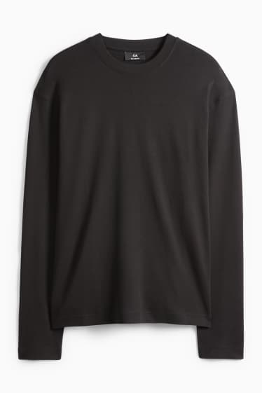 Pánské - Tričko s dlouhým rukávem - relaxed fit - černá