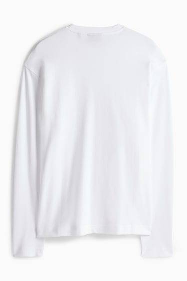 Pánské - Tričko s dlouhým rukávem - relaxed fit - bílá