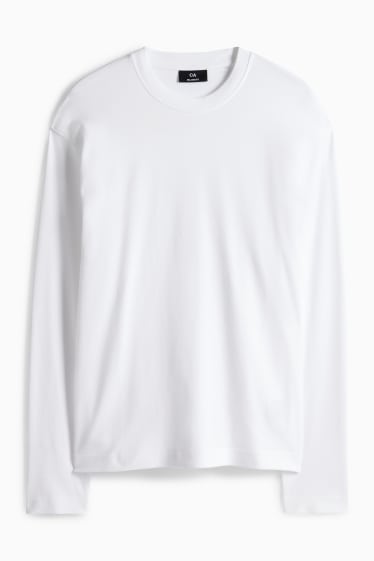 Pánské - Tričko s dlouhým rukávem - relaxed fit - bílá