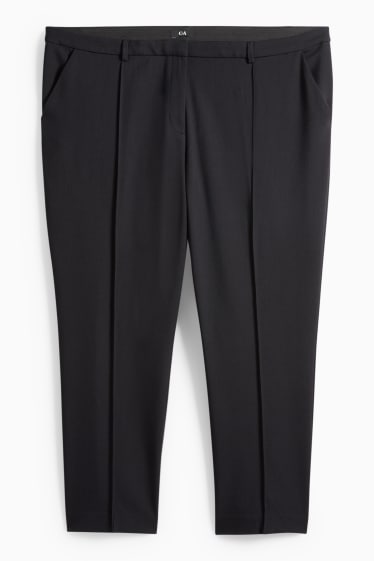 Dámské - Plátěné kalhoty - mid waist - tapered fit - černá