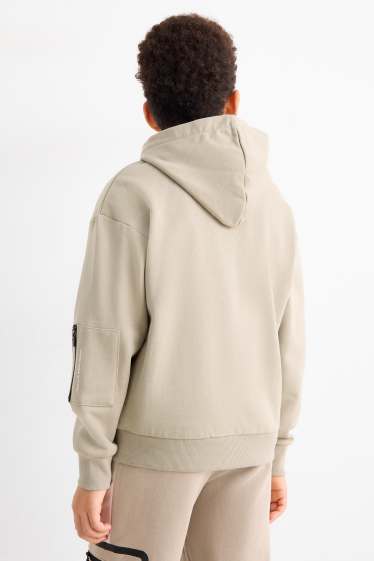 Děti - chlapci - Gamepad - mikina s kapucí - béžová