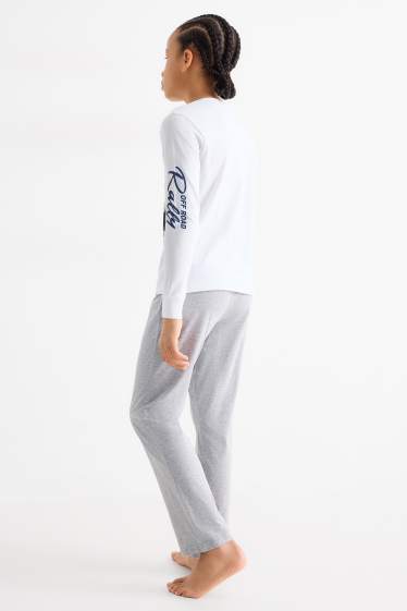 Enfants garçons - Lot de 2 - rally et skateur - pyjamas - 4 pièces - bleu foncé / blanc