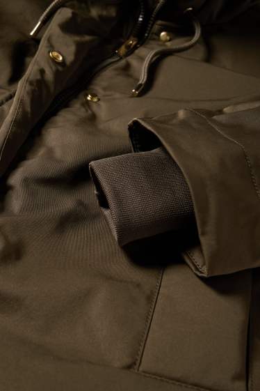 Damen - Jacke mit Kapuze - gefüttert - wasserabweisend - khaki