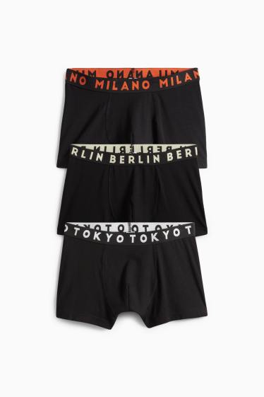 Kinder Jungen - Multipack 3er - Städte - Boxershorts - schwarz