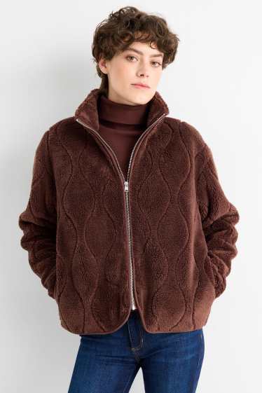 Dámské - Fleecová bunda - tmavohnědá
